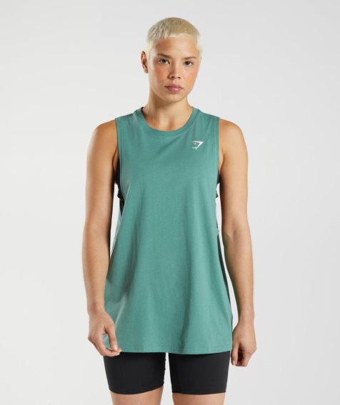 Women's Gymshark Training Drop Arm Tanks Green | NZ 9ICDGQ